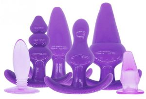 6 pcSset TPR Long Anal Sex Toys Soft Butt Prigs for Women Blackpink Adult Sexy Sexy Perles Buts Plug avec 3 perles Y18930021134146