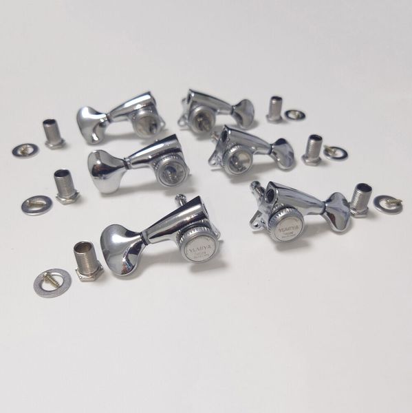 6 Pièces 3L 3R Accordeurs de Cordes de Verrouillage de Guitare Chevilles de Clé de Réglage de Verrouillage Têtes de Machine Pièces de Rechange pour Guitares Folk Électriques ou Acoustiques de Style ST TL Nickel