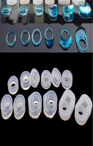 6 piezas surtidas de molde de anillo de silicona DIY para fabricación de joyas de resina Craft8127477