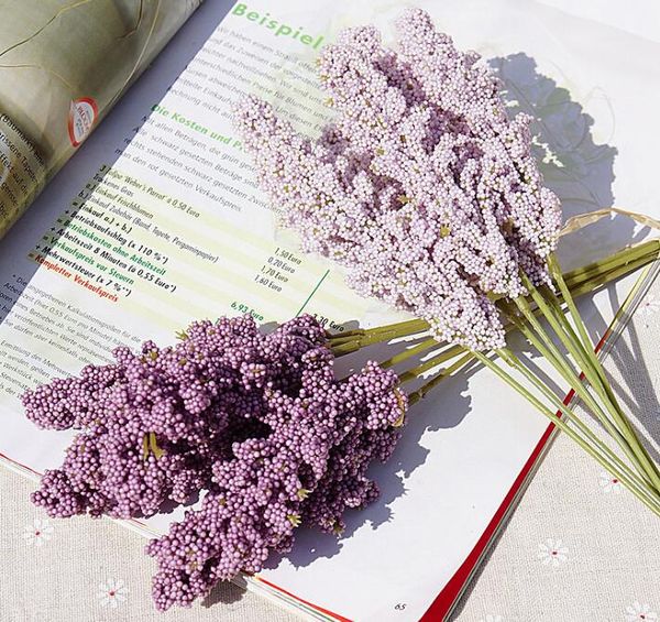 6 Piezas / Paquete PE Lavanda Flor Artificial Barato Venta al por mayor Planta Decoración de la pared Material del ramo Manual Jarrones de bricolaje para el hogar GC573