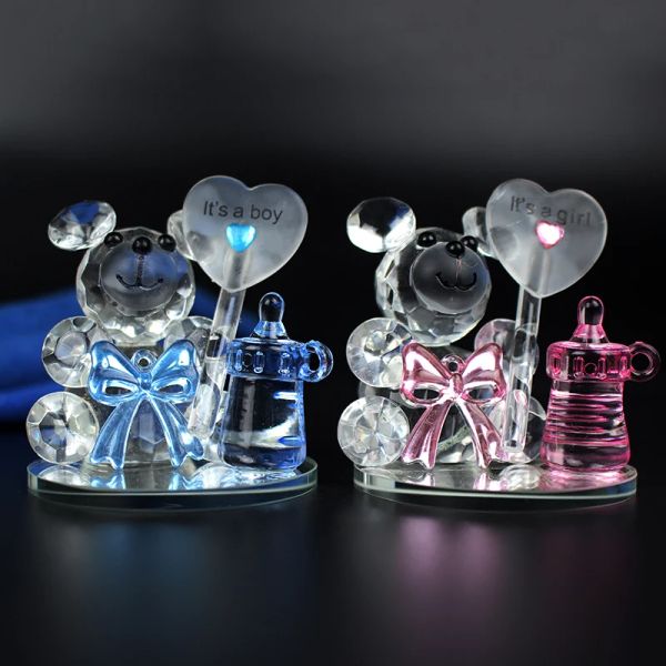 6 pièces par lot adorable ours en cristal avec bouteille de lait pour garçons fille baby shower fête favorite cadeaux