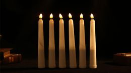 6 stuks plastic flikkerende flameless led taps kaarsen met kogelvlam28 cm gele barnsteenbatterij kerstkaarsen6009589