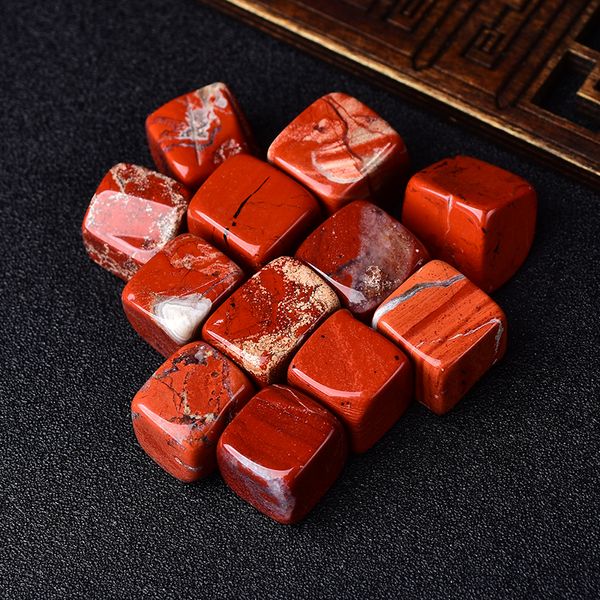 Cubo de jaspe rojo de África Natural pulido, 6 piezas, piedra caída, grava, piedras de cristal cuadradas, pulidas a mano para decoración de peceras Ga