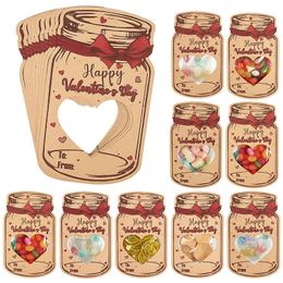 6 pièces/ensemble joyeux saint-valentin sac cadeau de bonbons bouteille de dérive carte de voeux fête de mariage bricolage chocolat Biscuit emballage décoration 240124