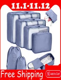 6 piezas Organizador de bolsas de viaje Bolsas de zapatos Organizador de viajes de viaje Viajando Cubos de empaquetado de la maleta Organizadores de equipaje W5091925