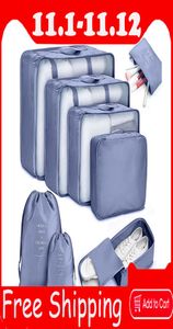 6 pièces organisateur de sac de voyage vêtements sacs à chaussures organisateur de voyage voyage Compression emballage Cubes valise organisateurs de bagages w8420932