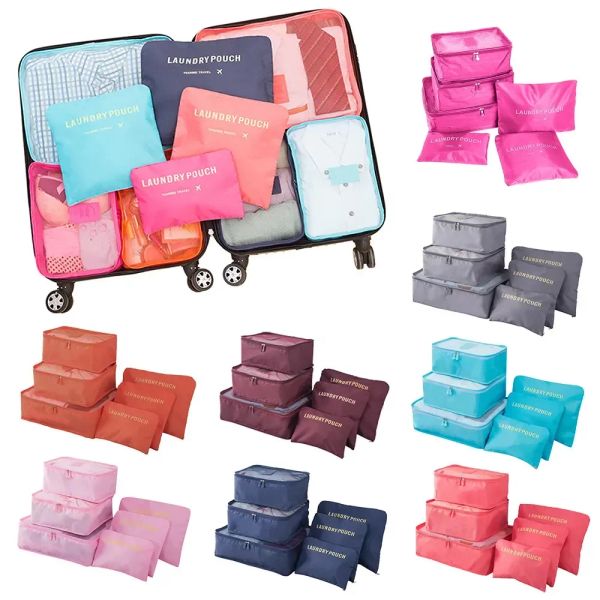 6 pièces sac de voyage organisateur vêtements chaussures sacs organisateur de voyage voyage Compression emballage Cubes valise organisateurs de bagages