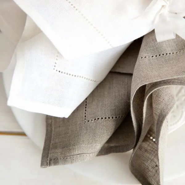 6 pièces serviettes à ourlet blanc serviette de Cocktail pour fête de mariage serviette en dentelle nappe serviettes en lin serviette en coton 240222