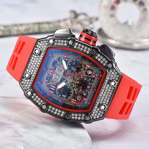 6-pins diamant automatische datum 2022 Limited edition heren horloge topmerk luxe volledige functie kwartskwarts horloges siliconen bandwet
