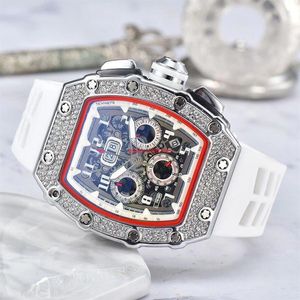 Reloj automático con fecha de diamante de 6 pines, reloj de edición limitada para hombre, relojes de cuarzo con función completa de lujo de primeras marcas, correa de silicona 211Z