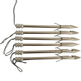 6 PK 5 8 pouces en acier inoxydable arc de pêche têtes de flèche élingues flèche arbre arbalète pêche Arrows256q