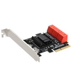 6 poorten SATA 3 0 naar PCIe uitbreidingskaart PCI express 4X Gen 3 PCI express SATA Adapter SATA 3 Converter Heat Sink208i