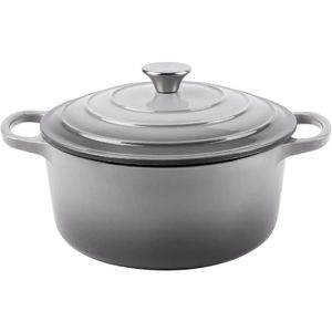 6 Qt geëmailleerde gietijzeren braadpan grijs rond 240304