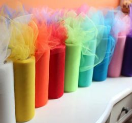 6"x25yd Tulle Roll Spool Fabric Wedding Party Chair Bow Decor DIY Tutu Rok Pure Gaas Tafel Banner Garland Tassel sjerp Bands decoraties