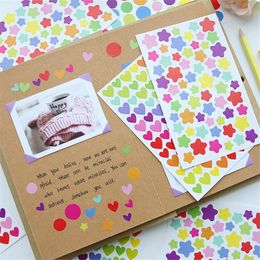 6 vellen (Design1-3) Leuke Kawaii Heart Dot Sticker voor fotoalbum Decoratie Justie 1 PC Mooie Sterstickers voor Scrapbooking