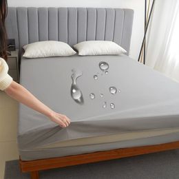 Couverture de matelas étanche à 6 côtés entièrement fermé avec feuille d'ajustement à feuilleton à glissière pour lit double jumelle reine King 240508