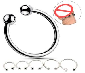 6 Taille Dernier acier inoxydable mâle à deux perles pénis retardé gonobolie anneau ring bijoux adulte bdsm sex jouet pour glans a040b1985277