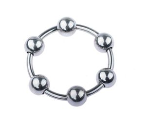 Pinis en acier inoxydable mâle à 6 taille Bague de gonobolie retardée avec six perles coulies bijoux bijoux adultes BDSM sex Toy pour gland y9433542