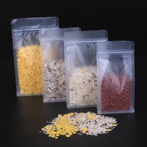 6 tailles en plastique mat sacs de rangement transparents thermoscellables refermables Zip Stand-Up Pouch Food Bean Storage Packaging Bag BH8183 TQQ