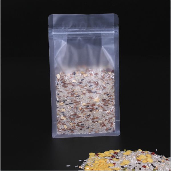6 tailles en plastique mat sacs de stockage transparents sac d'emballage de stockage de haricots alimentaires thermoscellable refermable Zip Stand-Up pochette BH8183 FF