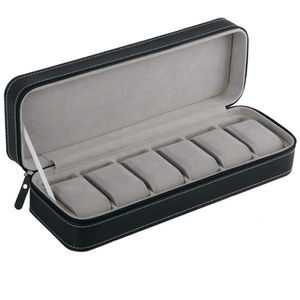 6 Slot Watch Box Portable Travel Zipper Case Collector Storage Jewelry Storage BoxBlack212a