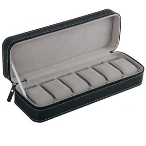 6 Slot Watch Box Portable Travel Zipper Case Collector Storage Jewelry Storage BoxBlack281a