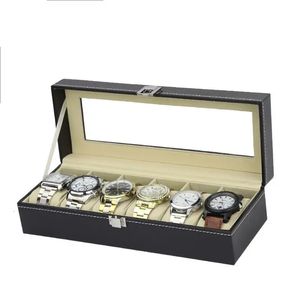 6 fentes boîte de montre accessoires de montre vitrine de montre support de la boîte de rangement PU cuir montres organisateur boîte de rangement boîte à bijoux 240117
