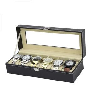 6 emplacements Watch Box Accessoires Affichage de la montre Boîte d'affichage Boîte de rangement Pu Leathe Montres Organisateur Boîte de rangement Boîte de bijoux 240418