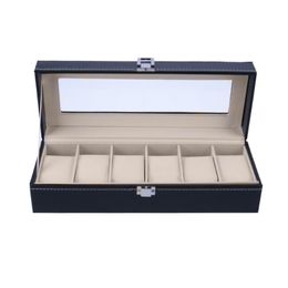 6 Slots Polshorloge Vitrine Box Sieraden Organizer Box met Cover Case Sieraden Horloges Display Houder Organizer246b