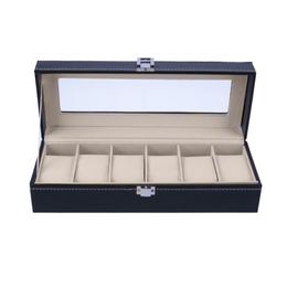 6 slots pols horloge display case doos sieraden opslag organizer doos met cover case sieraden horloges display houder Organizer244RR