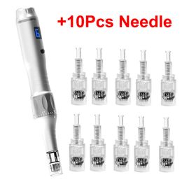 6 vitesses Dr Pen Electric Wireless Auto Micro Needling Pen avec 10pcs Cartouilles à aiguilles Derma Pen Kit Skin Beauty Care Mesopen