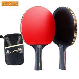 Raqueta de tenis de mesa de 6 estrellas, juego de Ping Pong profesional de 2 uds., paleta de murciélago de goma de alta calidad con bolsa 240102