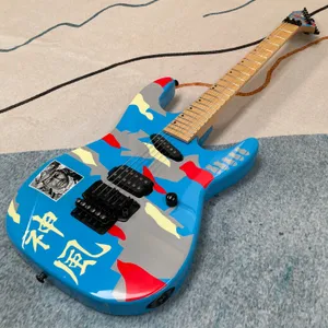 Guitare électrique bleue à 6 cordes, guitares peintes à la main, usine de Guitarra, livraison gratuite, commande immédiatement émise