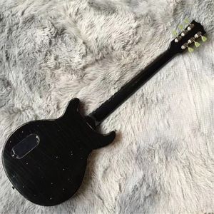 Guitare électrique à 6 cordes, imitation noire de style ancien, matériel chromé, touche en bois de rose