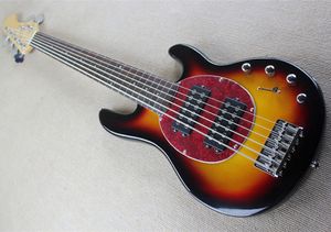 Guitare basse électrique 6 cordes 20 frettes avec matériel chromé, Pickguard perle rouge, micros HH, peut être personnalisé