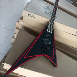 6 snaren zwart V elektrische gitaar met rode streep floyd roze rozenhout Krijgaarden aanpasbaar