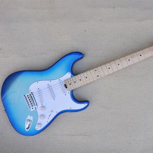 Guitare électrique bleue 6 cordes avec 22 frettes micros SSS manche en érable personnalisable