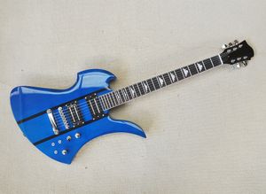 Guitare électrique bleue à 6 cordes avec manche en palissandre Humbuckers pouvant être personnalisée