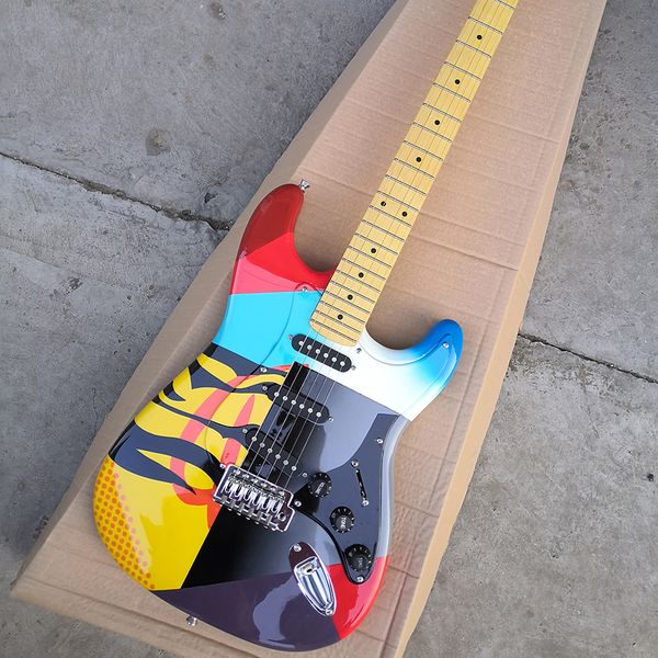 Guitare électrique colorée 6 cordes avec micros SSS manche en érable jaune personnalisable