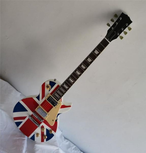 6 cordes guitare électrique avec motif de drapeau britannique chromé chrome La touche en rose peut être personnalisée 4854071