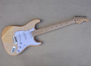 6 strings elektrische gitaar met esdoorn fretboard SSS pick -ups witte slagplaat gewatteerd esdoorn fineer kan worden aangepast
