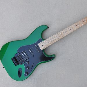 Guitare électrique verte 6 cordes avec pickguard noir Floyd Rose Maple Fretboard personnalisable