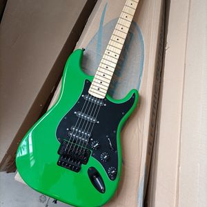 Chitarra elettrica verde a 6 corde con pickup SSH, tastiera in acero Floyd Rose personalizzabile