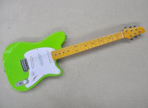 Guitare électrique verte 6 cordes avec micros SSS manche en érable jaune peut être personnalisé comme demande
