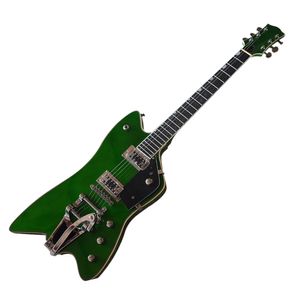 6 cordes Guitare électrique en forme inhabituelle verte avec trémolo, manche en palissandre