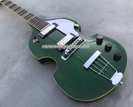 6 Strings Hofner HI 459 McCartney BB2 Violin Guitar Dark Green Electric Bass Guitar White Pearl Tuners 2 511b Staple Pickups Chrome Hardware