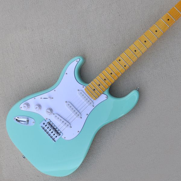 Guitare électrique à 6 cordes bleu clair pour gaucher, avec Pickups SSS, Pickguard blanc personnalisable