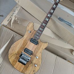 6 strings natuurlijke houten kleur elektrische gitaar met spalted esdoorn fineer floyd rose rozeood fretboard aanpasbaar