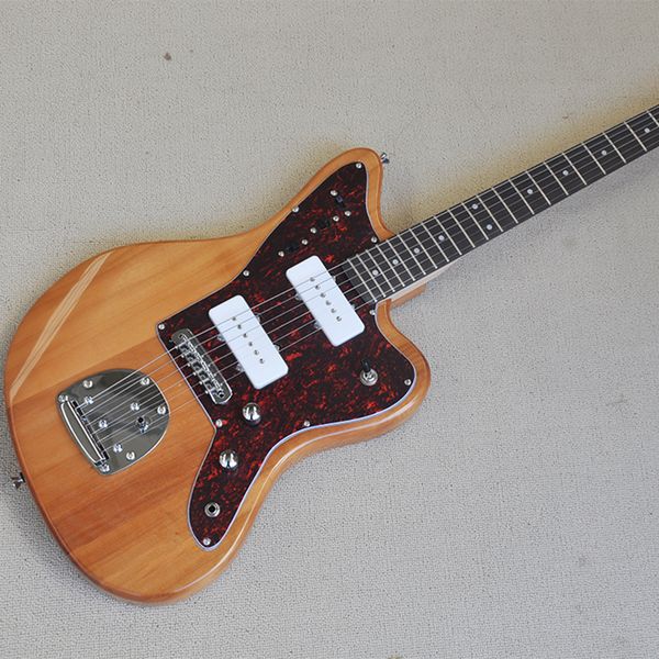 Guitare électrique couleur bois naturel 6 cordes avec Pickups P 90 manche en palissandre personnalisable