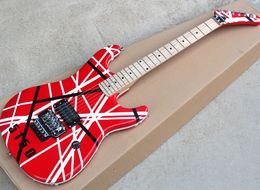 6 snaren Red elektrische gitaar met zwarte strips Floyd Rose Maple Bingerboard kan worden aangepast